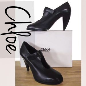 CHLOE Horn Heel Pumps Shoes Black sz.36.5
